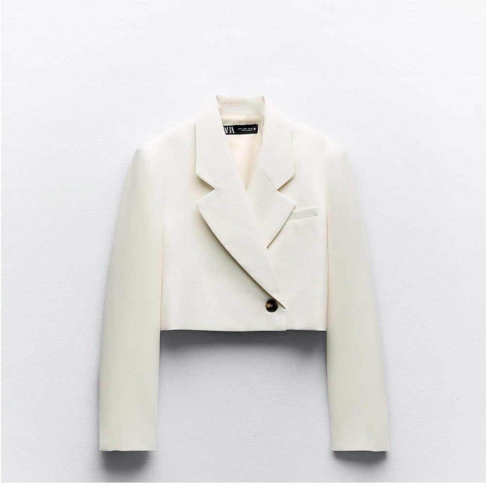 Zara Cropped White Women's Blazer